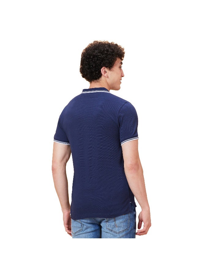 Being Human Mens Navy Polo Collar Short Sleeve Polo T-Shirt - Image 3