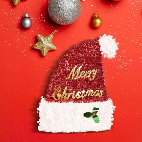 ProKart Premium Sequins White/Red Santa Claus Hat Mary Christmas for Adults Kids, Christmas Hat for Party (Mary Christmas Hat) - Image 1
