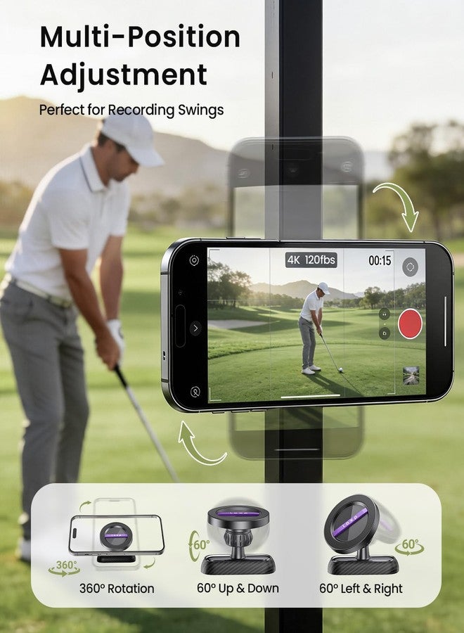 LOXP Upgrade Magnetic Golf Cart Phone Holder, Unique Golf Accessories Gifts for Men Golfers Dad Father Husband Him, 360 Rotation Golf Cart Phone Mount Fits EZGO, Club Car, Yamaha - Image 4