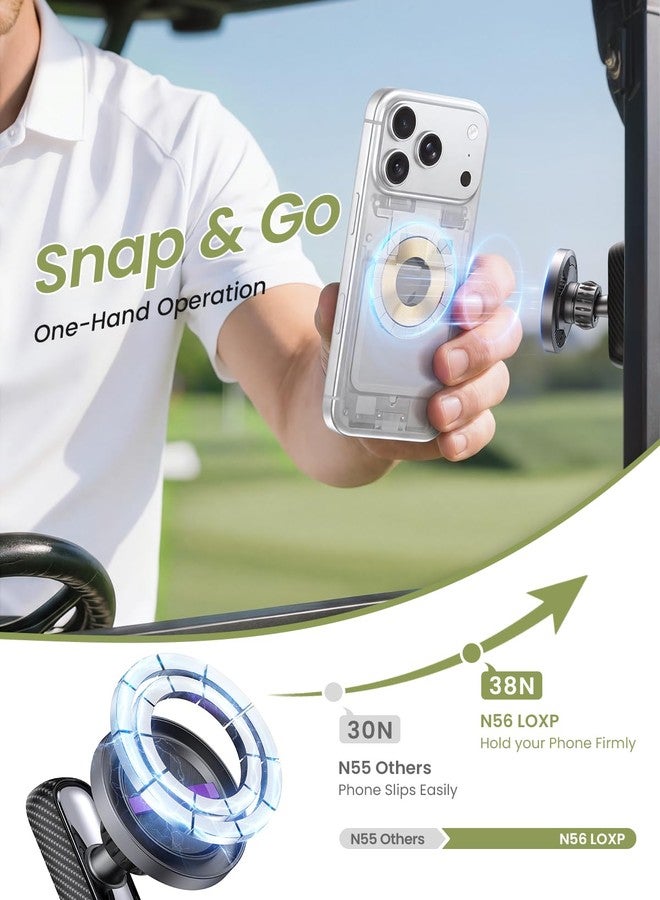 LOXP Upgrade Magnetic Golf Cart Phone Holder, Unique Golf Accessories Gifts for Men Golfers Dad Father Husband Him, 360 Rotation Golf Cart Phone Mount Fits EZGO, Club Car, Yamaha - Image 2