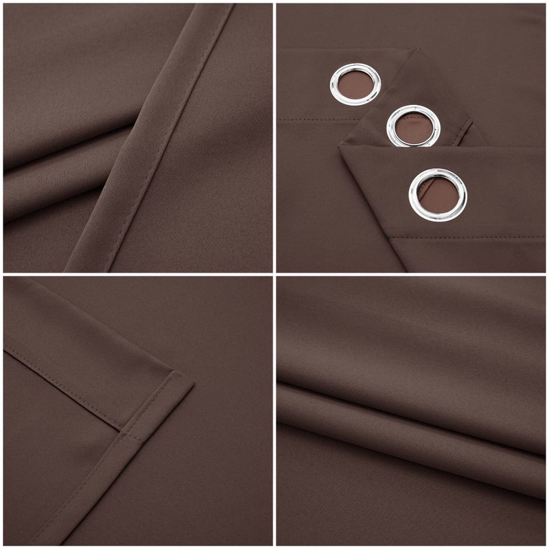 Pickluc Grommet Blackout Curtains 96 Inches Long 2 Panels, Light Blocking Window Drapes for Living Room, Thermal Insulated, Noise Reduction, Chocolate Brown, 52" Wide x 96" Length - Image 5
