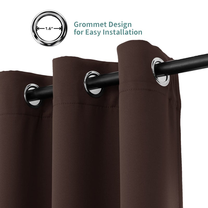 Pickluc Grommet Blackout Curtains 96 Inches Long 2 Panels, Light Blocking Window Drapes for Living Room, Thermal Insulated, Noise Reduction, Chocolate Brown, 52" Wide x 96" Length - Image 3