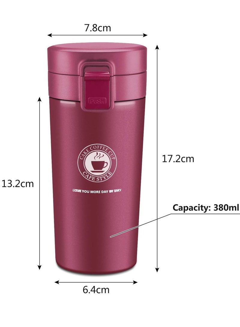 مج حراري مصنوع من الستانلس ستيل وردي  380ملليلتر - Image 2