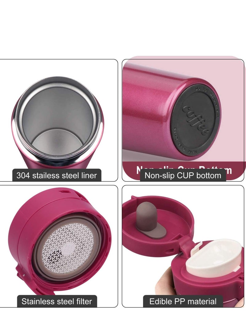 مج حراري مصنوع من الستانلس ستيل وردي  380ملليلتر - Image 5