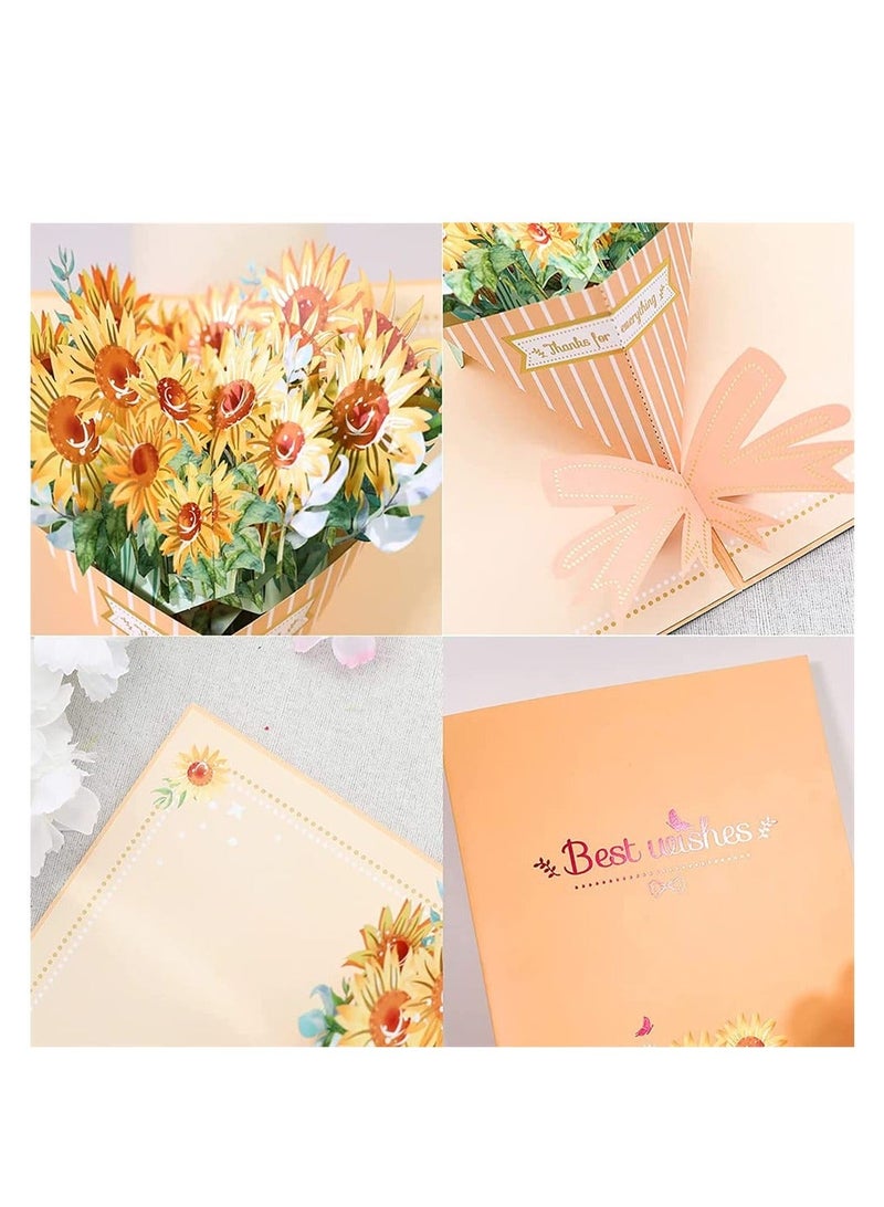 Y&D Thanks for Everything, Pop Up Greeting Cards with Envelopes, Mother's Day 3D Flowers Bouquet, Thank you Card Her, Teacher Appreciation, Mother, Anniversary, Wedding, Thanksgiving - Image 2