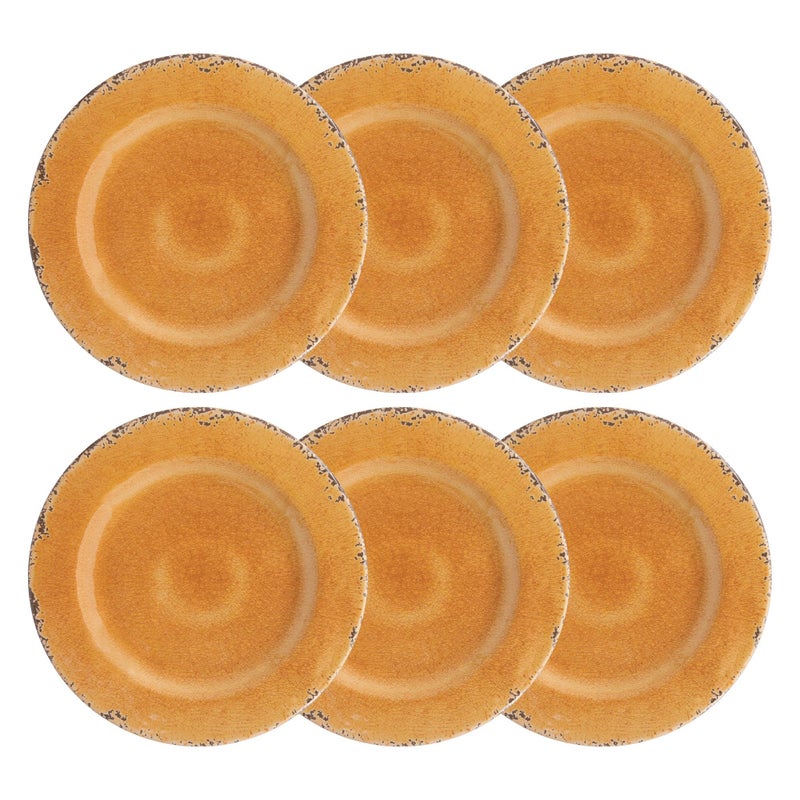UP UPware Melamine Dinner Plate Set of 6  BPA-Free Dishwasher Safe Round Plates Dinner Dishes for Main course  Pasta  and Salad  11 Inch Dinner Plates (Crackle  Orange) - Image 1