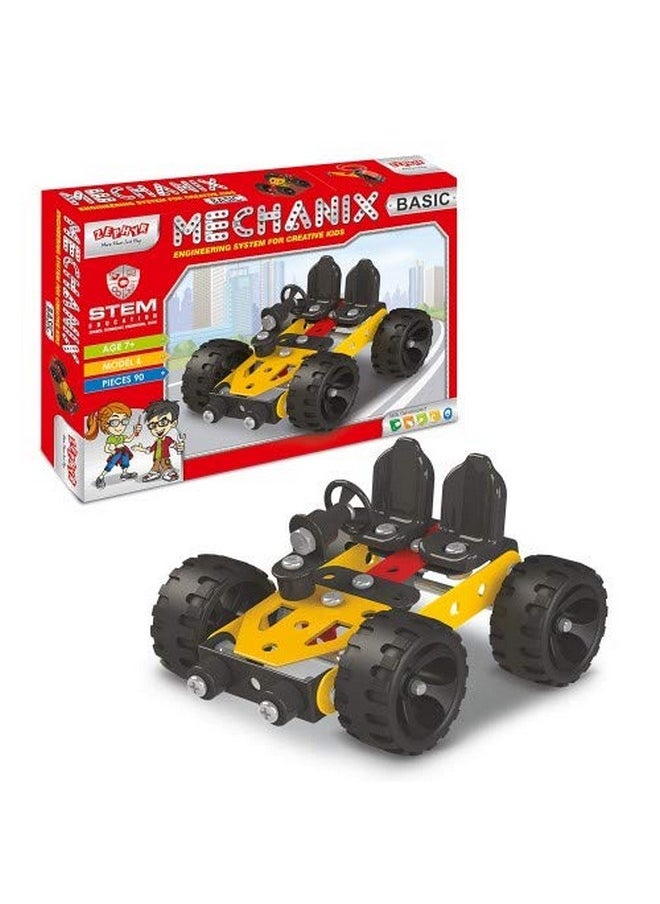Mechanix Mechanix Basic, STEM Education Toy, Pieces 90, Model 6, Make in India, Building and Construction Set for Boys and Girls Age 7+ Years, Multicolour - Birthday Return Gift  - Image 1