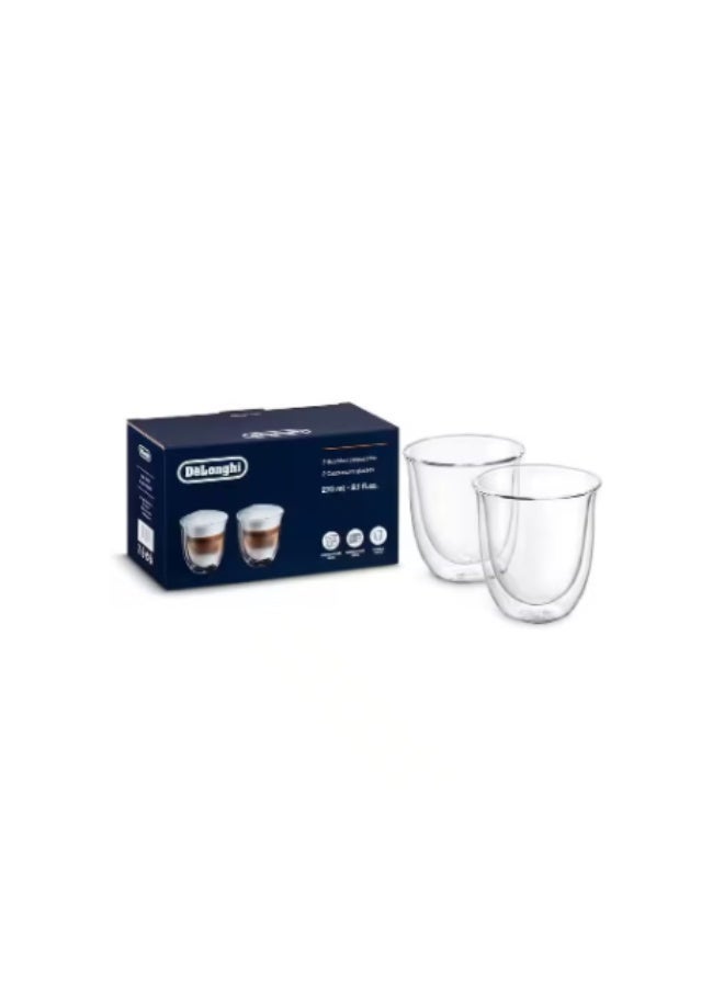De'Longhi Double wall cappuccino glasses, 270 ml, set of 2 - Image 1
