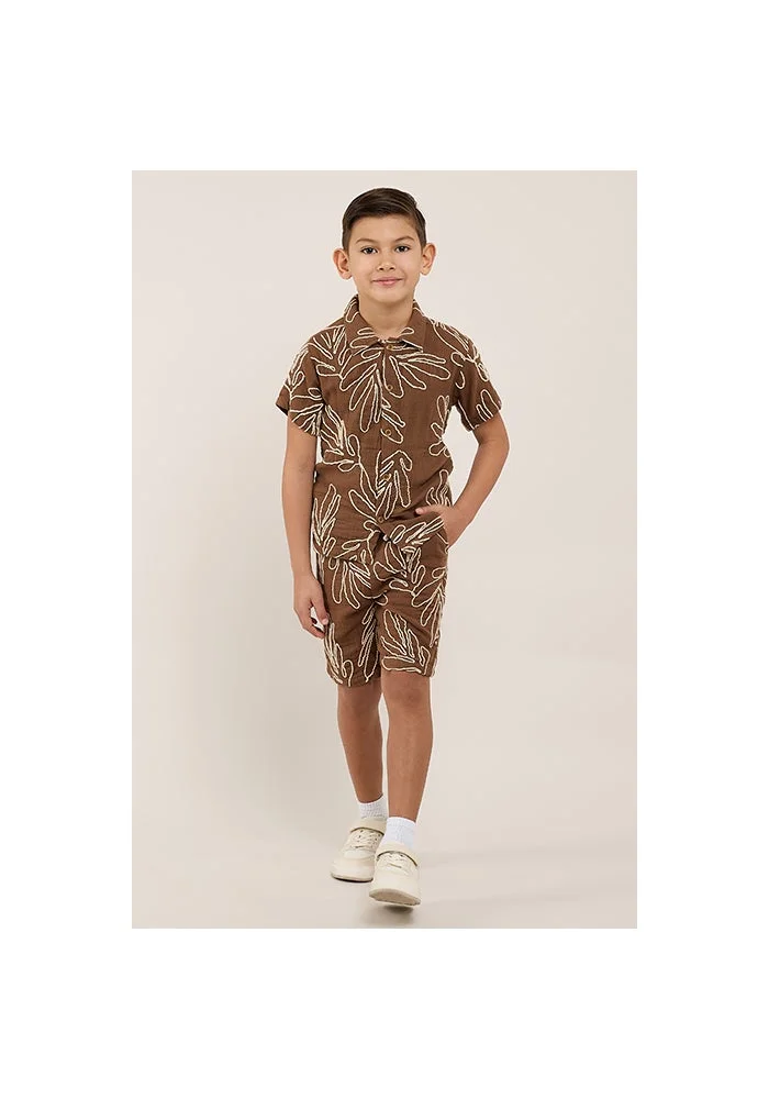 R&b Embroidered Shirt & Shorts Set