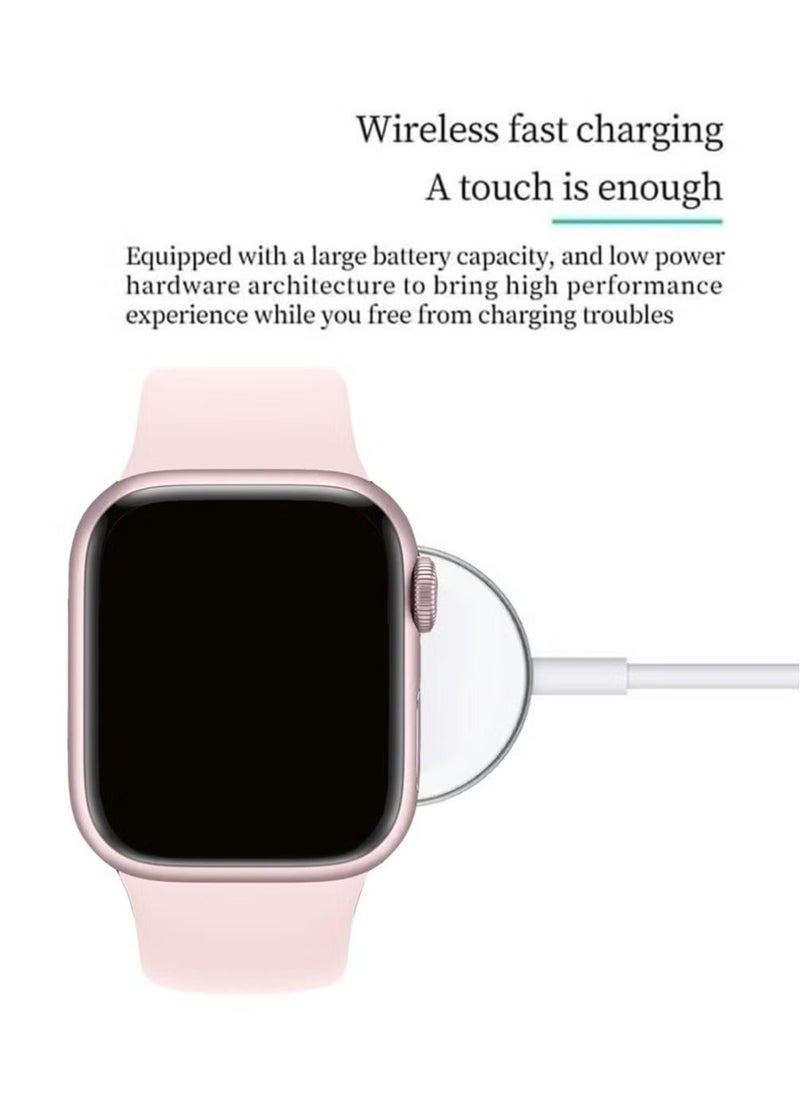 modio MW09 Mini 36MM Smart Watch for Ladies & Girls with 2 Pair Straps, Wireless Charger – Stylish, Compact Design, Fitness Tracking, Heart Rate Monitor, and More – Pink - Image 4