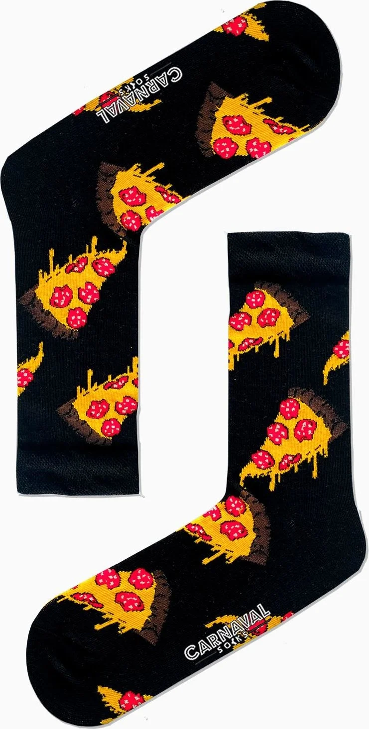 كارنافال سوكس Black Pizza Slice Patterned Colorful Socks
