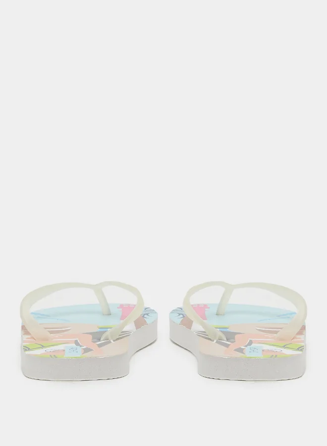 Styli Beach Print Flip Flops