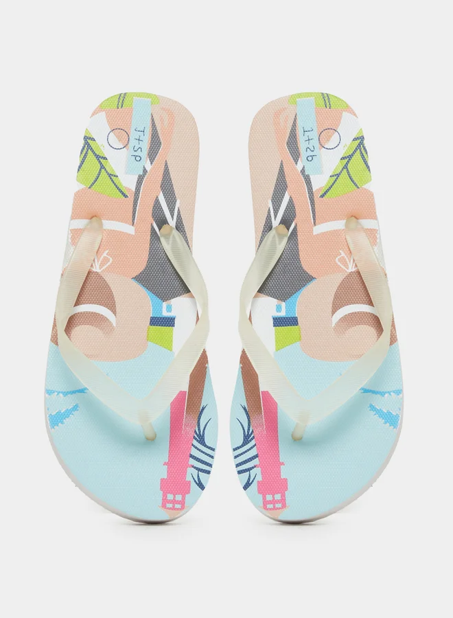 Styli Beach Print Flip Flops