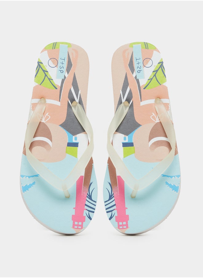 Styli Beach Print Flip Flops  - Image 5