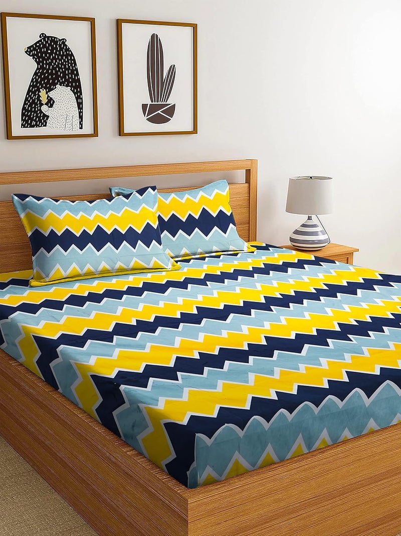 PLEDGE CREATIONS PLEDGE CREATIONS Microfiber 207 TC King Size Double Bedsheets Combo Pack of 2 with 4 Pillow Covers  - Image 3