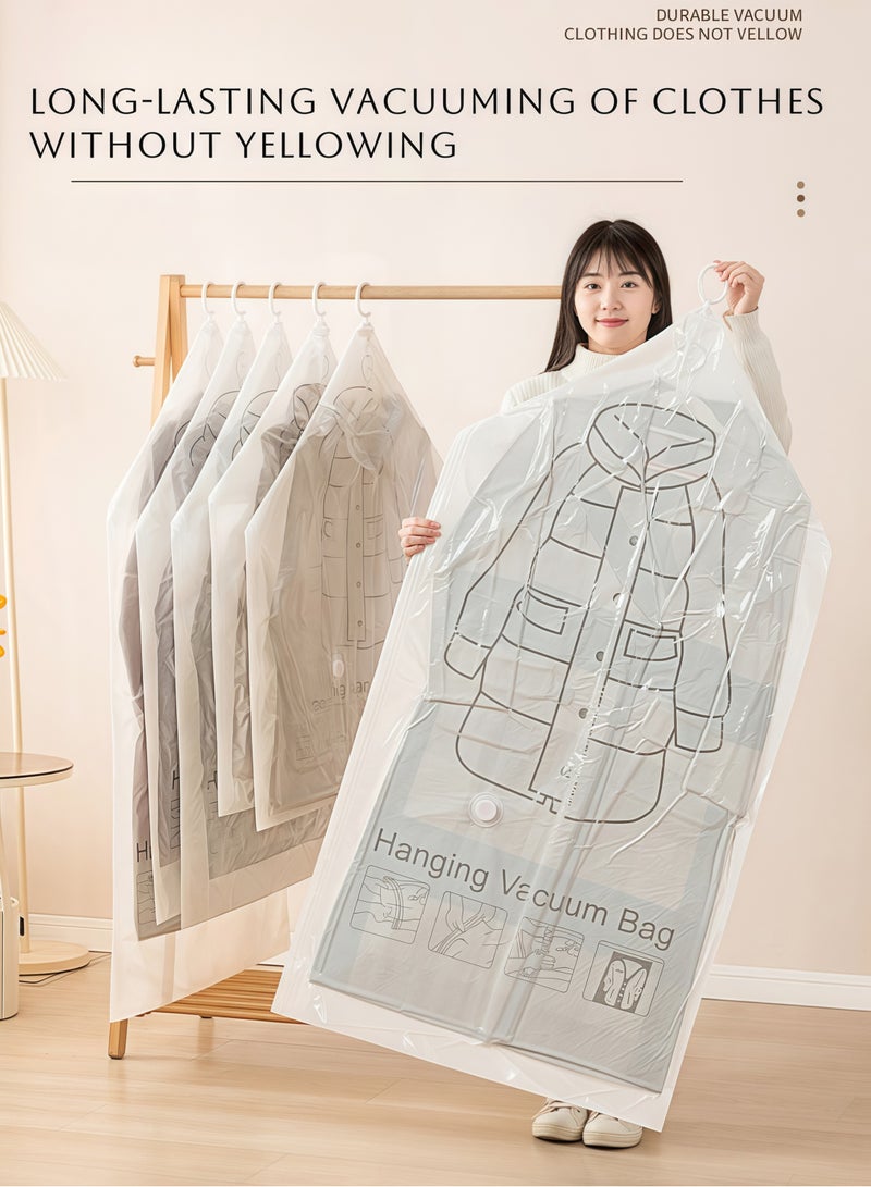 Hanging vacuum storage bags, space saving, long 70x120 cm, vacuum sealed storage bags for suits, dresses, coats or jackets, wardrobe storage and organization 5 70*90 cm clothing storage bags + free  - Image 5