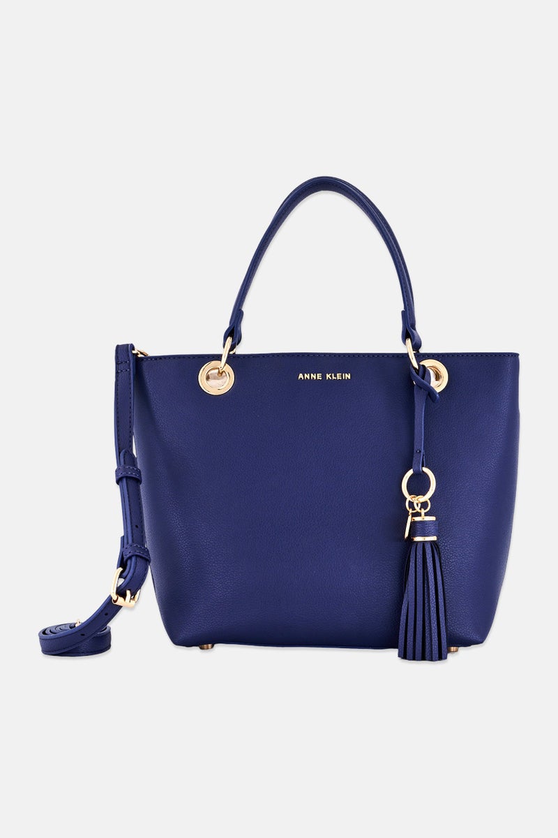 ANNE KLEIN Women Metal Tassel Detail Tote Bag, Navy - Image 1