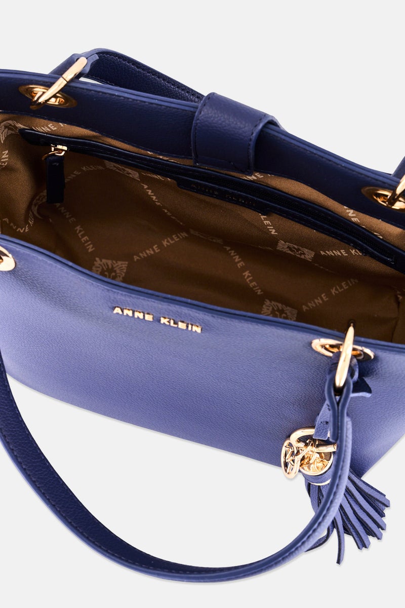 ANNE KLEIN Women Metal Tassel Detail Tote Bag, Navy - Image 4