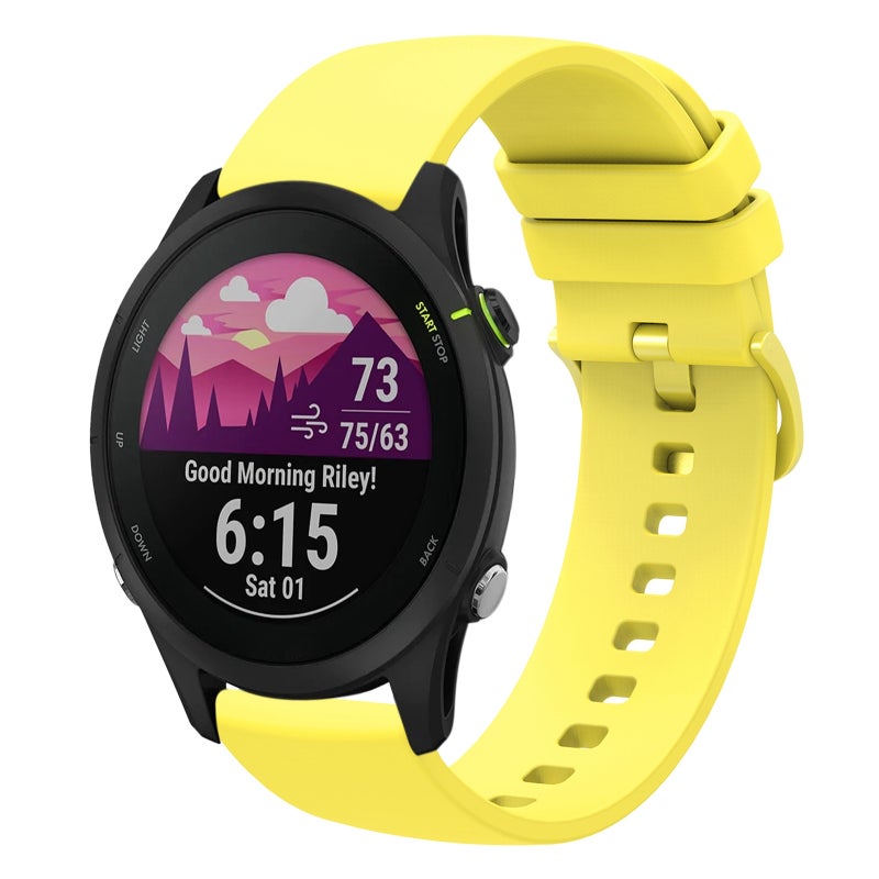 S-TOP For Garmin Forerunner 255S 18mm Solid Color Soft Silicone Watch Band(Yellow) - Image 1