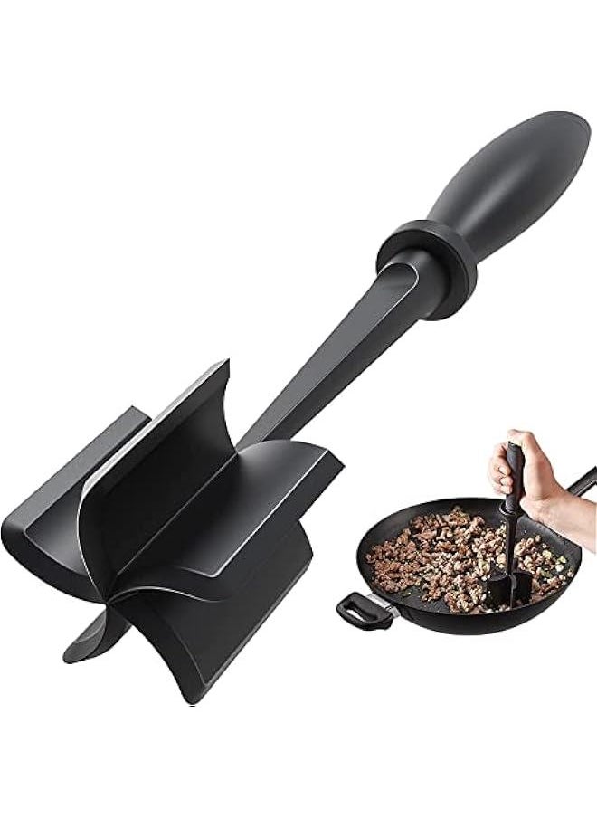Captaintech Meat Chopper, Hamburger Grinder, Premium Heat Resistant Smasher for Ground Beef, Burger Grinder Nylon Potato Mix Tool-Black  - Image 1