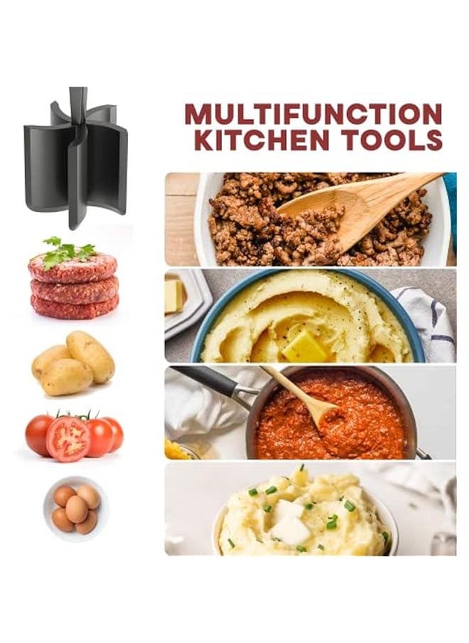 Captaintech Meat Chopper, Hamburger Grinder, Premium Heat Resistant Smasher for Ground Beef, Burger Grinder Nylon Potato Mix Tool-Black  - Image 3