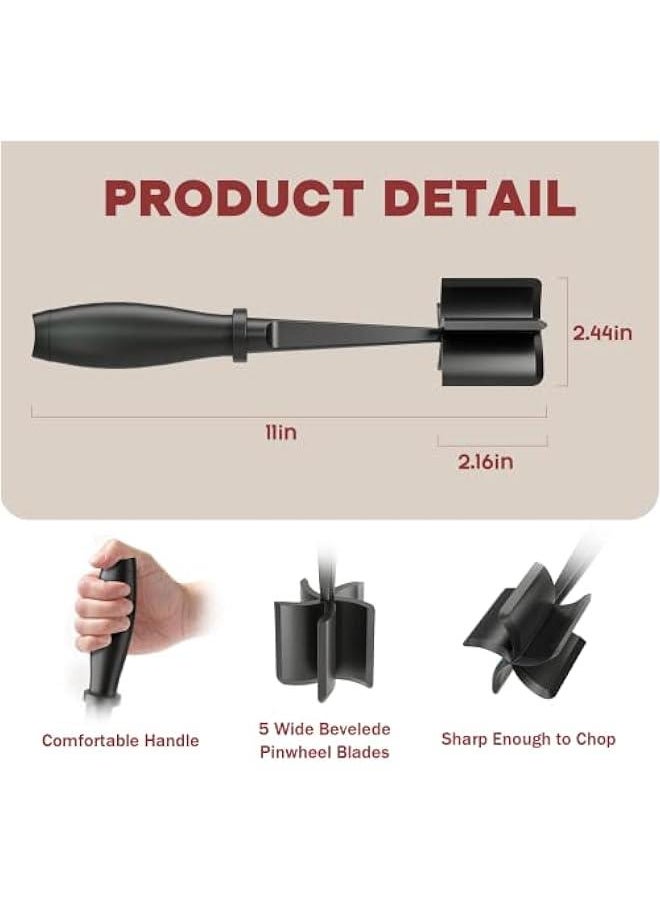 Captaintech Meat Chopper, Hamburger Grinder, Premium Heat Resistant Smasher for Ground Beef, Burger Grinder Nylon Potato Mix Tool-Black  - Image 2