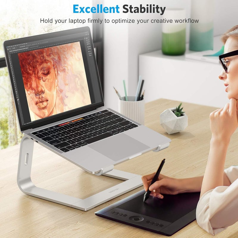 OMOTON Laptop Stand for Desk, Detachable Laptop Riser, Aluminum Laptop Holder, Compatible with MacBook Air/Pro, Dell, HP, and All Laptops (11-16 inch), Silver - Image 3