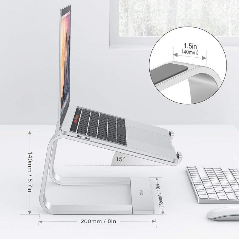 OMOTON Laptop Stand for Desk, Detachable Laptop Riser, Aluminum Laptop Holder, Compatible with MacBook Air/Pro, Dell, HP, and All Laptops (11-16 inch), Silver - Image 2