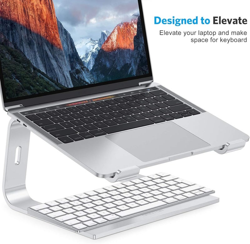 OMOTON Laptop Stand for Desk, Detachable Laptop Riser, Aluminum Laptop Holder, Compatible with MacBook Air/Pro, Dell, HP, and All Laptops (11-16 inch), Silver - Image 4