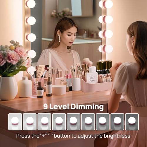 Consciot LED Vanity Lights for Mirror, Hollywood Style Vanity Light with 10 Dimmable Bulbs, Adjustable Color & Brightness, USB Cable, Mirrors Lights Stick on for Makeup Table Dressing Room Mirror - Image 4
