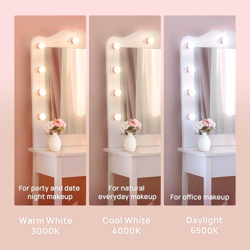 Consciot LED Vanity Lights for Mirror, Hollywood Style Vanity Light with 10 Dimmable Bulbs, Adjustable Color & Brightness, USB Cable, Mirrors Lights Stick on for Makeup Table Dressing Room Mirror - Image 3