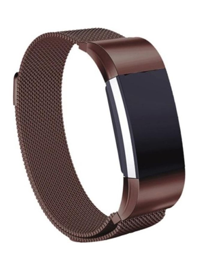 NIBEMINENT Stainless Steel Magnet Wrist Strap for FITBIT Charge 4 Brown - Image 1