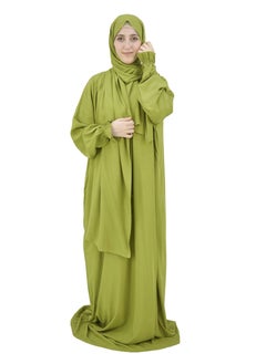 DAMAS COLLECTION One piece prayer dress for women made from cotton blend with the attached scarf - one piece prayer abaya with the attached scarf -prayer clothes women - prayer gown for women  - Image 1