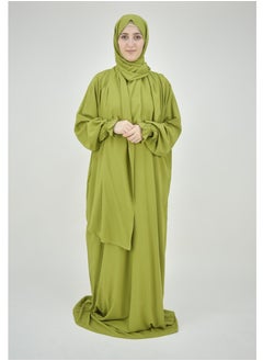 DAMAS COLLECTION One piece prayer dress for women made from cotton blend with the attached scarf - one piece prayer abaya with the attached scarf -prayer clothes women - prayer gown for women  - Image 2