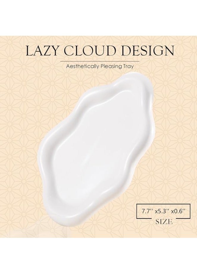 Arabest Ceramic Jewelry Tray Trinket Dish, Decorative Cloud Vanity Key Tray for Women, Ring Holder Dish, Cute Jewelry Plate Bowl Room Decor Aesthetic, Birthday, White  - Image 3