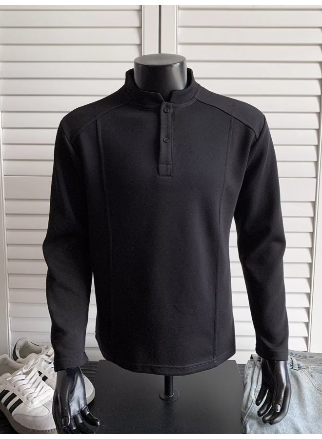 Cleanfit Henry Collar Long-sleeved T-shirt Men's Autum Sunshine Clean Boys Wear American Trendy Loose Clothes - Image 3