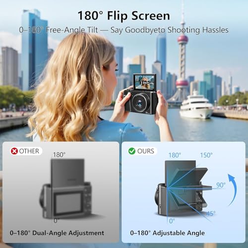 AiTechny 8K Digital Camera, 88MP Vlogging Camera for YouTube/Photography with 3" 180° Flip Screen, Fill Light, WiFi, Filters, Beauty Features Includes 32GB SD Card & 2 Batteries - Image 2