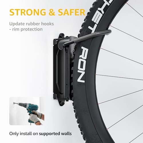 monTEK Swivel Bike Wall Mount – 4 Pack Garage Bike Hanger & Space-Saving Vertical Bike Rack for Garage & Apartment, Sturdy Bike Storage Hook Holds 66 lbs, Easy Installation & Scratch-Proof Design - Image 5