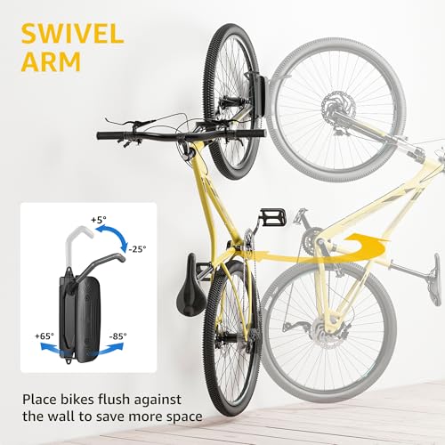 monTEK Swivel Bike Wall Mount – 4 Pack Garage Bike Hanger & Space-Saving Vertical Bike Rack for Garage & Apartment, Sturdy Bike Storage Hook Holds 66 lbs, Easy Installation & Scratch-Proof Design - Image 2