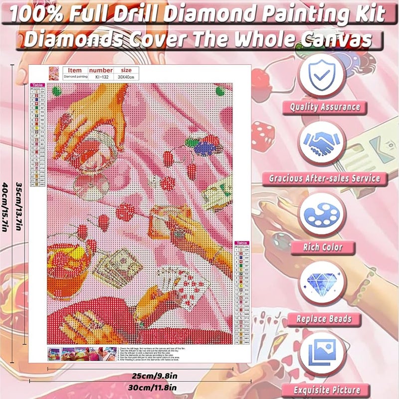 KICHANG Pink Modern Diamond Painting Diamond Painting Kits,5D Diamond Painting Kits for Adults,Diamond Art Diamond Dots Round Full Drill Diamonds Diamond Art Kits Crafts for Wall Decor&Gift-12x16in - Image 2
