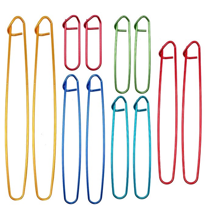12 PCS KNITTING STITCH HOLDERS ALUMINUM COLORFUL YARN STITCH HOLDER FOR PRACTICAL KNITTING CROCHET TOOLS FOR SWEATERS SOCKS YARN SEWING DIY BLANKETS