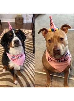 PUPTECK Dog Birthday Bandana Scarf With Cute Doggy Party Hat, Costume Decorations Supplies For Small Medium Large Dogs Boy Girl Outfit Gifts, Pink  - Image 4
