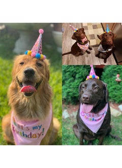 PUPTECK Dog Birthday Bandana Scarf With Cute Doggy Party Hat, Costume Decorations Supplies For Small Medium Large Dogs Boy Girl Outfit Gifts, Pink  - Image 5