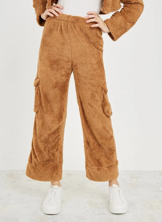ستايلي Fleece Zip Through Jacket & Wide Leg Pocket Trouser Lounge Set