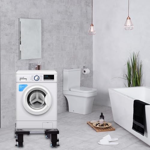 Yemark Good Height (8 Inch from Ground), Side Addustable 24 Wheel Heavy Duty Front/Top Load Fully Automatic Washing Machine Stand & Fridge Stand (Metal and Plastic)(Min -36cmx36cm,Max -76cmx76cm) - Image 4