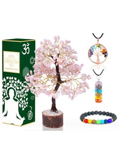 Crocon Rose Quartz Crystal Tree Of Life Handmade Gemstone Tree Chakra Tree Of Life Feng Shui Tree Decor Crystal Gifts Money Tree Bonsai Healing Crystal Tree Decor Spiritual Gifts Stone Tree  - Image 1