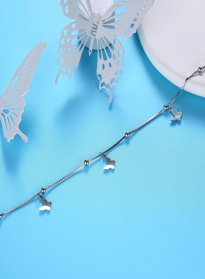 Qings Sterling Silver 925 Butterfly Anklet for Women Dainty Adjustable Foot Chain Summer Beach Jewelry for Wife Girlfriend Her - Image 3