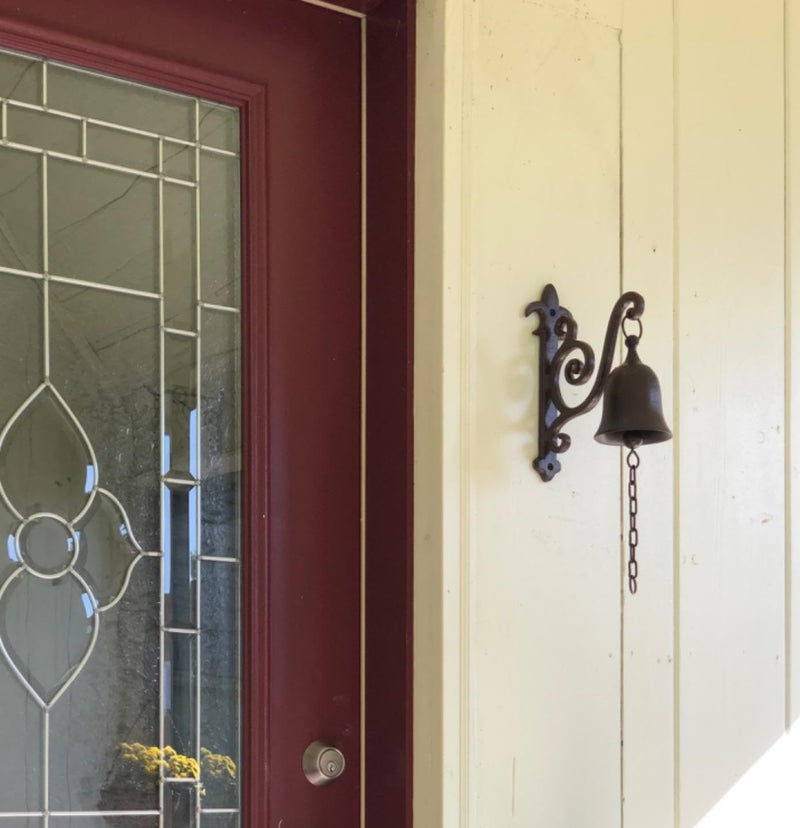 DECONOOR Vintage Cast Iron Dinner Bell as Entry Door Bell, Outside Hanging Decor or Indoor Decoration Wall Antique Farm and Front Gate Bell, Brown - Image 4