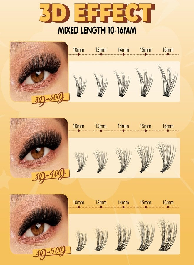 QUEWEL طقم تمديد الرموش QUEWEL DIY، طقم مجموعات الرموش 3D مع 280 قطعة من مجموعات الرموش 30+40+50D مختلطة من 10-16 مم، لاصق الرموش وختم، ملاقط الرموش DIY في المنزل (طقم 3D 30+40+50) - Image 2