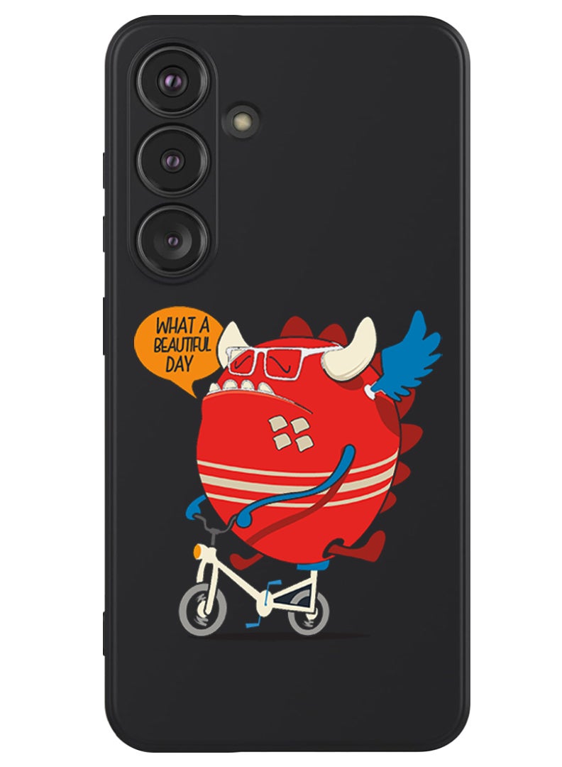 Theodor Protective Slim Fit Case Liquid Silicone Cover with Full Body Protection Anti-Scratch Shockproof Case For Samsung Galaxy S24 Plus (Black) - What a beautiful day - Image 1